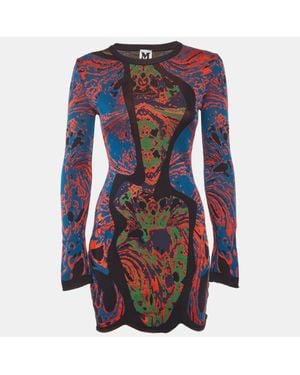 Missoni Multicolor Intarsia Knit Mini Dress - Red
