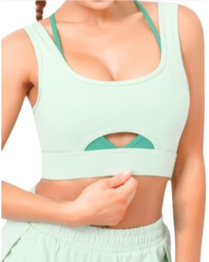 TRUEDAMES Sports Bra With Front Cut Out - Blue