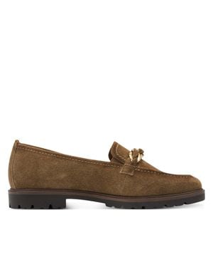 TMRS Tamaris Camel Suede Leather Loafers Shoes - Brown