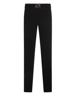 Twinset Sleek Slim-Fit Knitted Pants With Decorative Waistband Detail - Black