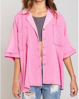 Pol Short Sleeve Shacket - Pink