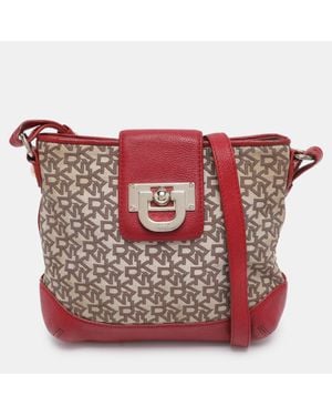 DKNY Canvas And Leather Crossbody Bag - Red