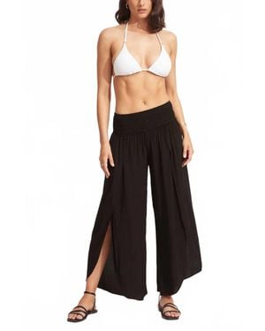Seafolly Shirred Waist Wrap Pants - Black