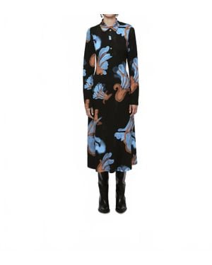 De Loreta Pantera Midi Dress - Black