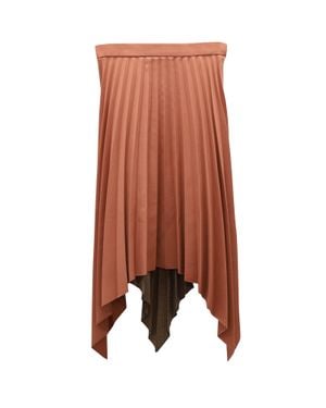 Acne Studios Asymmetric Pleated Wool Midi Skirt - Brown
