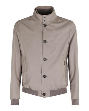 Moorer Sand Bernie Pum Removable-Bib Viscose-Blend Jacket - Gray