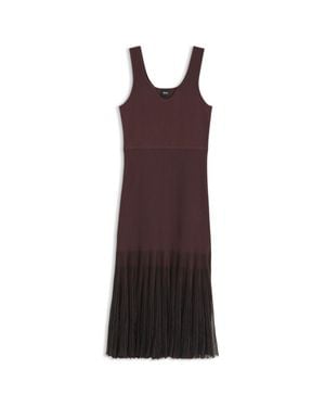 BOSS Rib-Knit Dress With Sheer Pleating - Purple