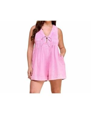Veveret Chic Denim Romper - Pink