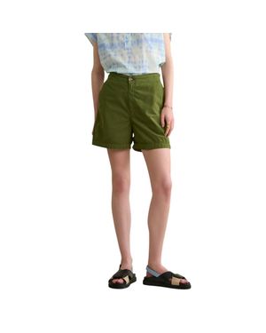 Bellerose High-Waist Organic Cotton Shorts - Green