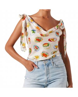 Astr Allexina Satin Tie Shoulder Top - Multicolor