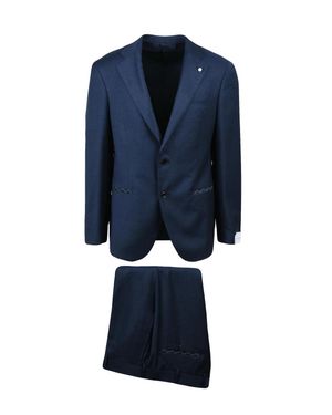 Luigi Bianchi Virgin Wool Stretch Sartorial Suit With Rounded Jacket - Blue