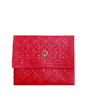 Lolas Bag Woven Long Metal Strap Crossbody Bag - Red
