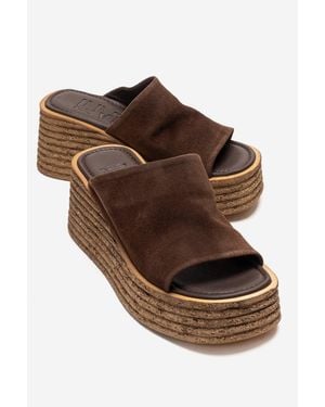 Forever & Always Shoes Marc Leather Wedge Sandal - Brown