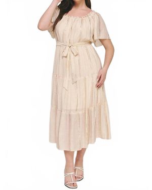 Winslow Collection Papaya Gauze Ruffled Tiered Midi Dress - Natural