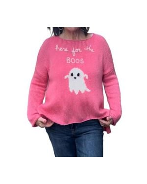 Wooden Ships Here For The Boos Crew Sweater - Pink