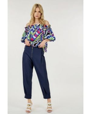 TRUEDAMES High Waist Zipper Front Skinny Pants - Blue