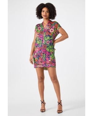 Trina Turk Tarashi Short-Sleeve Mini Dress - Red