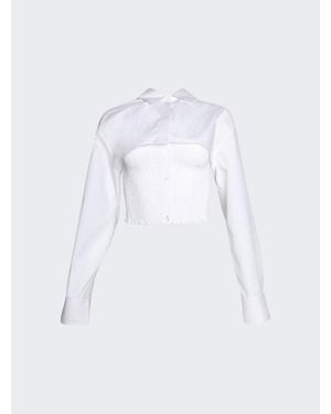 T By Alexander Wang Cropped Layered Overshirt - White