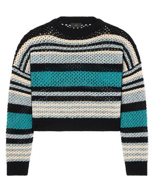 Alanui Cropped Ocean Stripes Sweater With Textured Loose Knit - Green