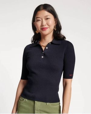 Frances Valentine Krissy Rib Polo - Blue