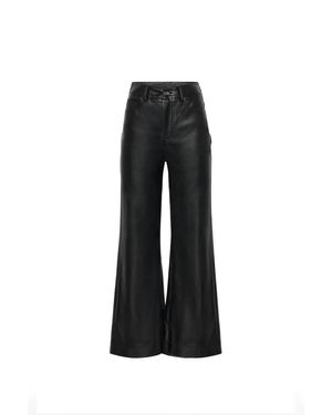 FRNCH Faux Leather Bootcut Pants - Black