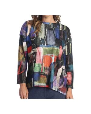 Jess & Jane Barcelona Light Knit Step Hem Top - Multicolor