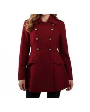 CoffeeShop Double Breasted Military Peplum Coat - Red