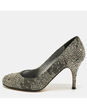 Gina Lace Crystals Embellished Pumps - Gray