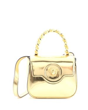 Versace La Medusa Chain Handle Crossbody Bag Patent Mini - Metallic