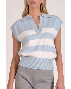 Elan Porter Stripe Sweater Vest - Blue