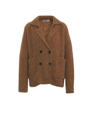 Jucca Alpaca-Blend Double-Breasted Knit Cardigan - Brown