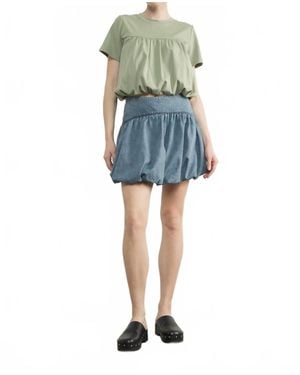 Aaron & Amber Bubble Denim Mini Skirts - Blue