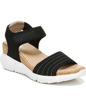 Dr. Scholls Hey Girl Faux Suede Ankle Strap Wedge Sandals - Black