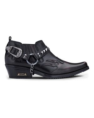 Etor Real Leather Cowboy Wincklepickers Shoes Cuban Heel - Black