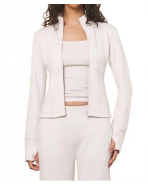 Vintage Havana Cloud Fleece Slim Fit Zip Up Jacket - White