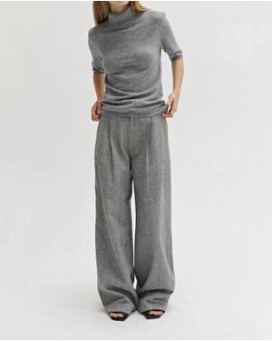 Crescent Half Sleeve Turtleneck Top - Gray
