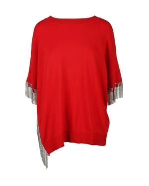Twinset Rhinestone Cotton-Blend Sweatshirt - Red
