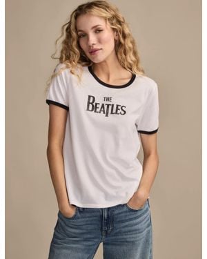 Lucky Brand The Beatles Embellished Logo Ringer Tee - Natural