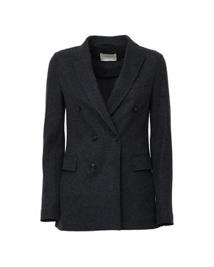 Circolo 1901 Double-Breasted Wool Jersey Blazer - Black