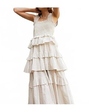 Self Contrast Leanna Tiered Maxi Dress - Natural