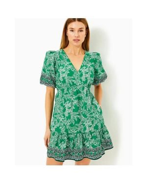 Lilly Pulitzer Kentlee Dress Fiddle Leaf Safari Party Engine Kfc112 - Green