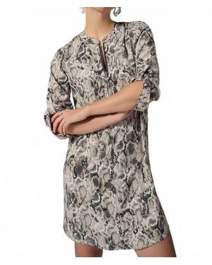Joseph Ribkoff Snakeskin Print Zip Front Mini Dress - Gray