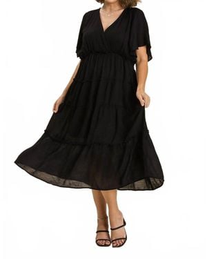 Umgee Smocked Tiered Maxi Dress - Black