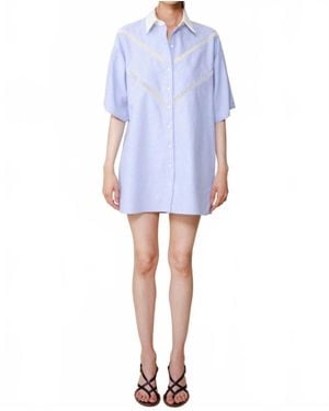Du Paradis Sunflower Mini Shirt Dress - Blue