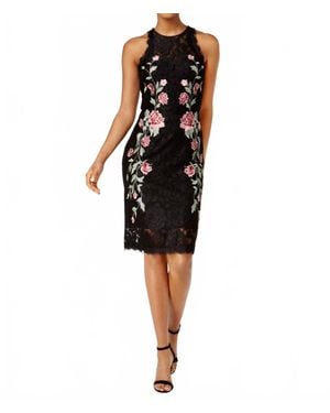 Betsy & Adam Embroidered Lace Dress - Black