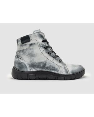 KCR Group Original Wool-Lined Zip-Up Leather Boots - Gray