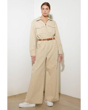 TRUEDAMES When It Happens Woven Jumpsuit - Natural