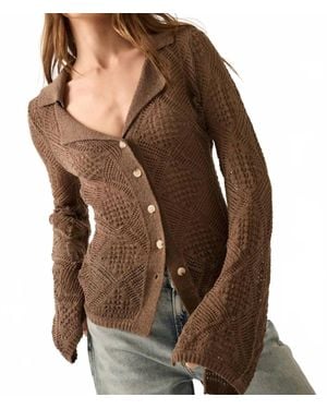 Promesa Button Up Knit Top - Brown