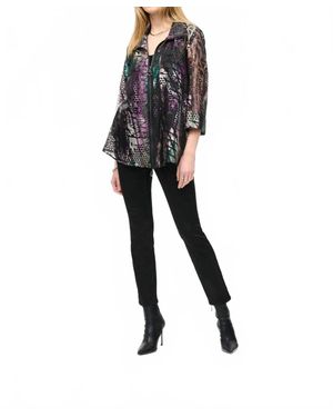 Joseph Ribkoff Foiled Print Denim Pants - Black