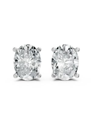 AAMIAA Oval Shape 4 Prong Push Back Studs - White